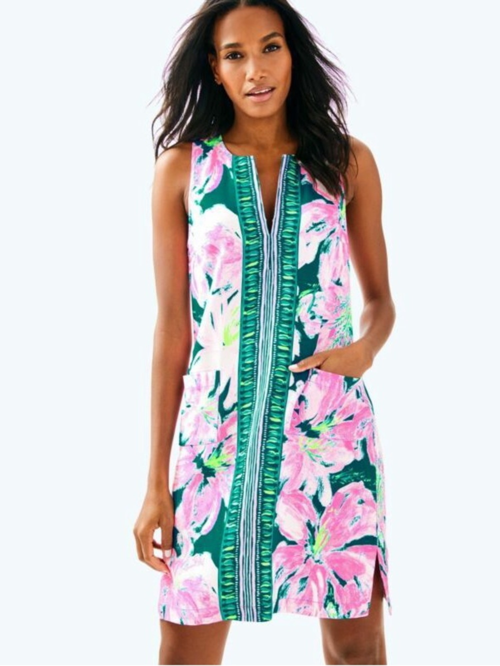 NWT Lilly Pulitzer Carlotta Stretch Shift Dress in Pans Garden Sz 0